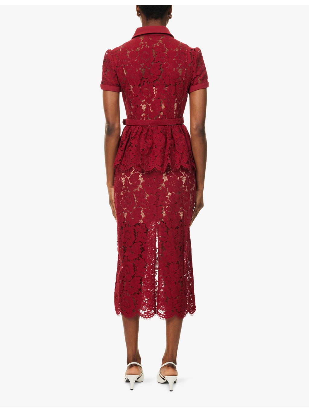 Lace Peplum Woven Midi Dress - 4
