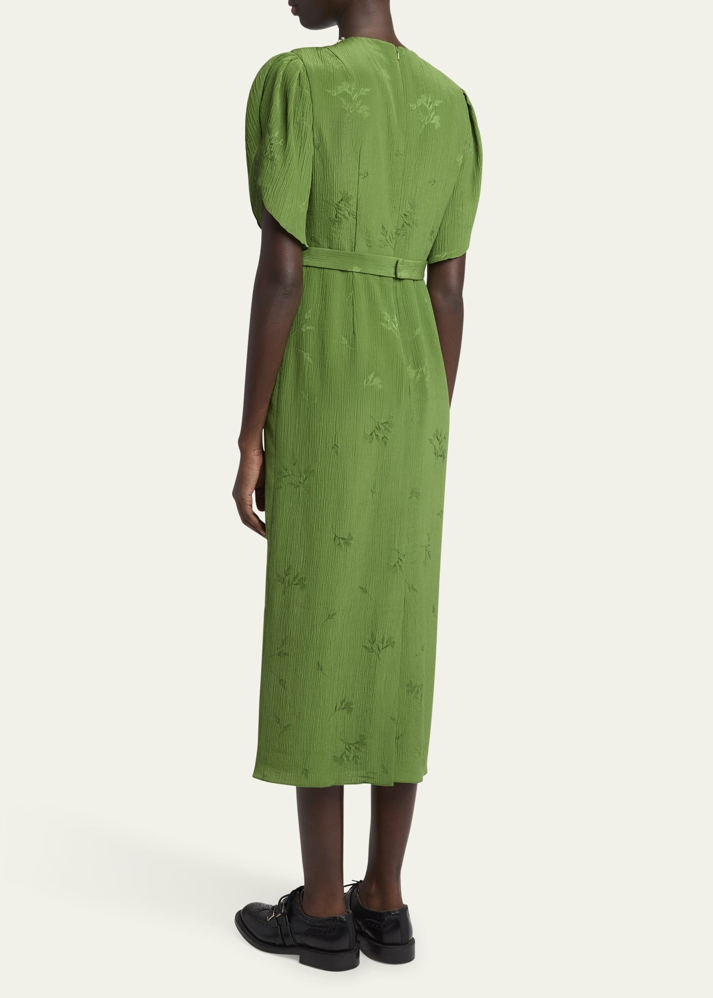 Crystal Necklace Floral Embroidered Short Sleeve Cocktail Dress - 3