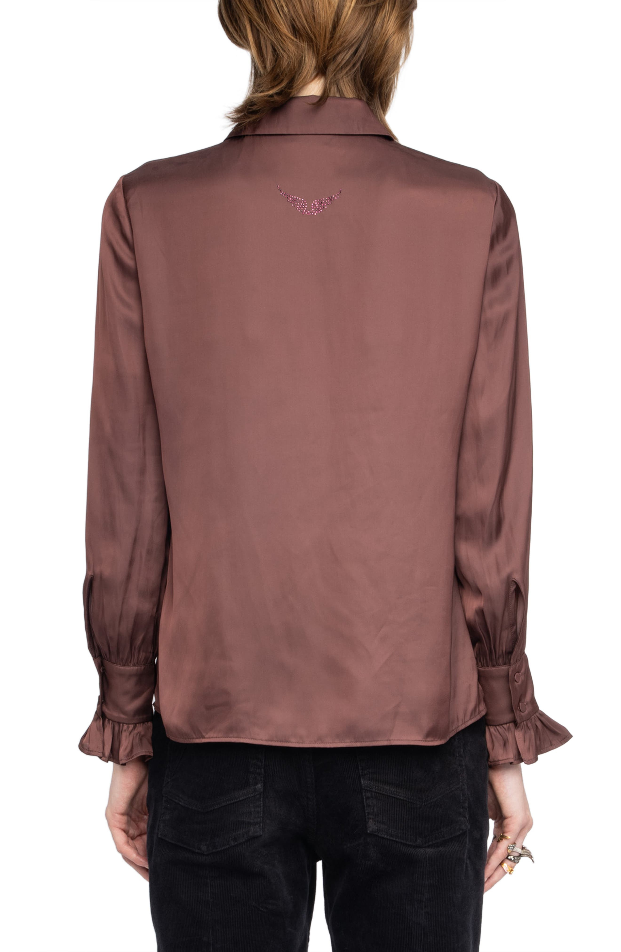 Zadig & Voltaire Thely Satin Shirt in Burgundy at Nordstrom - 2
