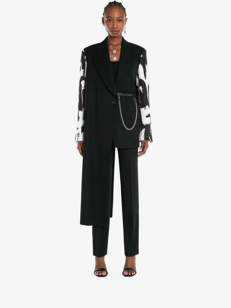 Alexander McQueen Mcqueen Graffiti Sleeve Drape Jacket in Black outlook