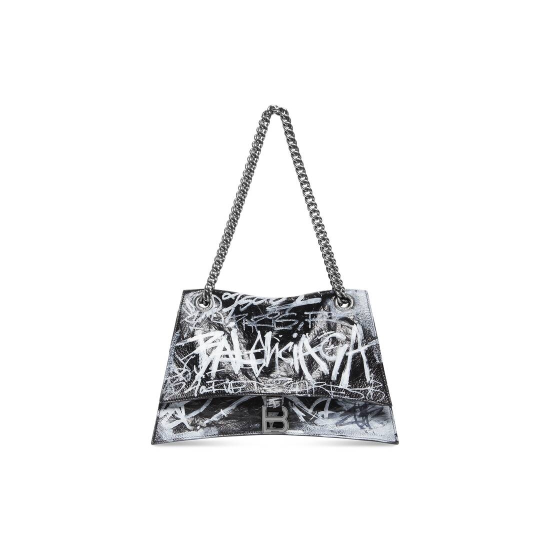 BALENCIAGA crush medium chain bag graffiti REVERSIBLE