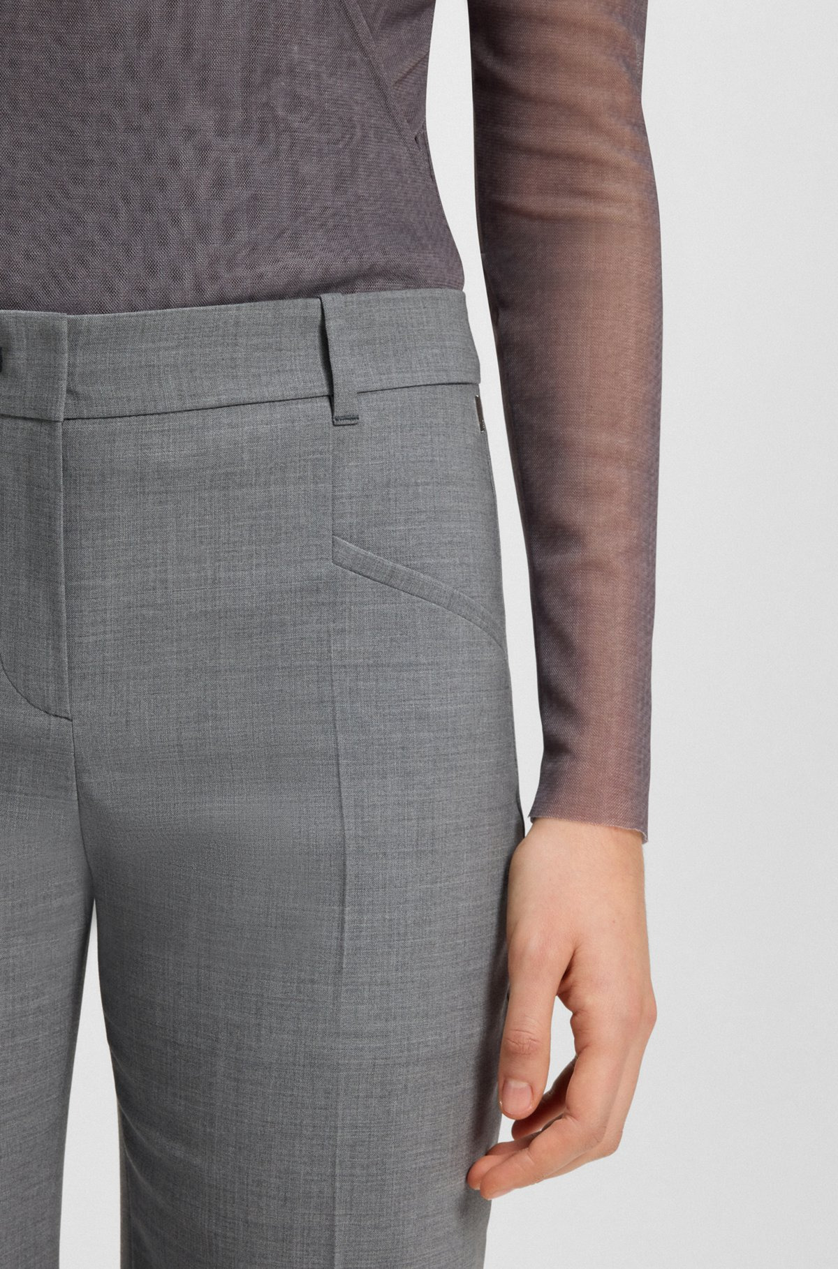 SLIM-FIT PANTS IN MELANGE VIRGIN WOOL - 5