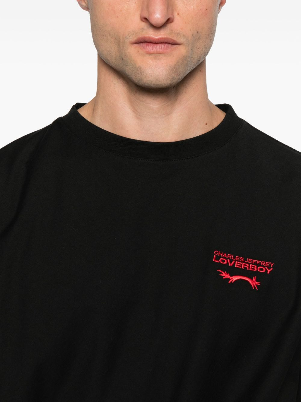 logo-embroidered cotton T-shirt - 4