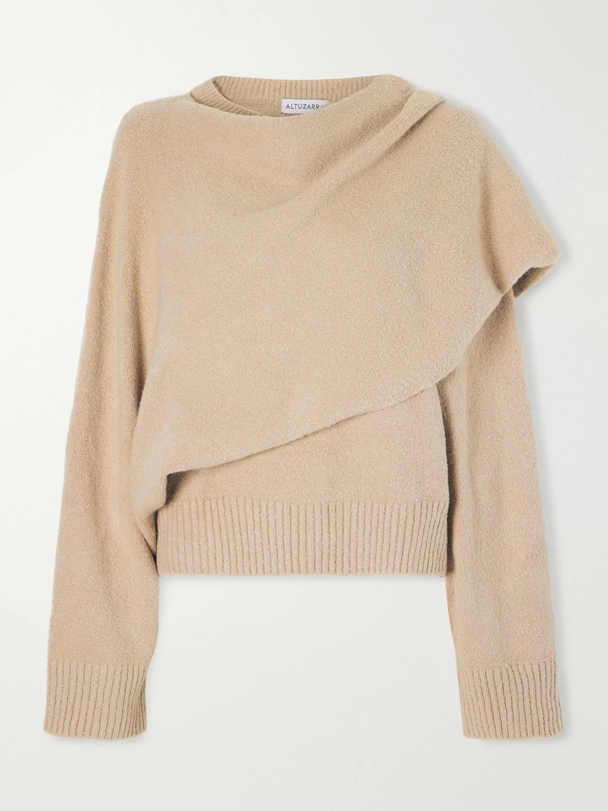 Scarf-detailed Organic Cotton Knitted Sweater - 1