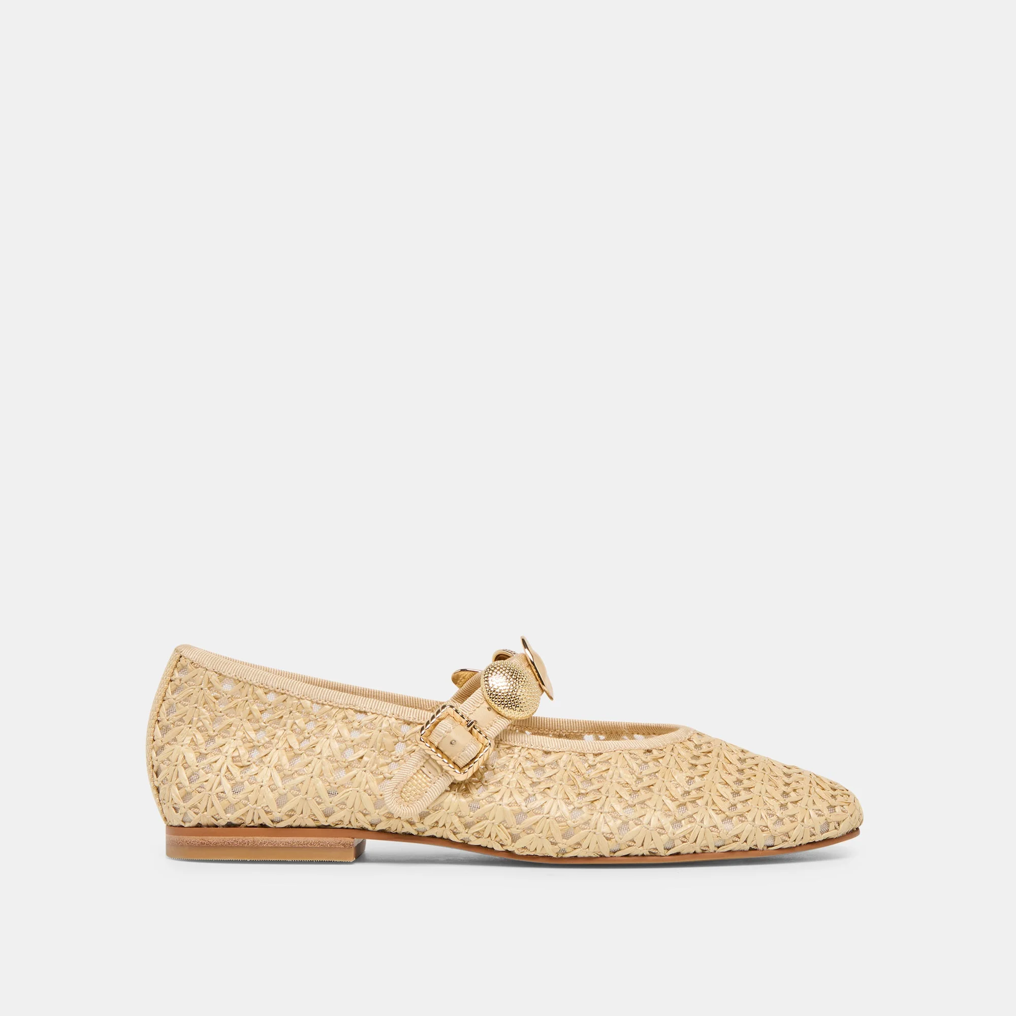 RELAN BALLET FLATS NATURAL CROSS HATCH RAFFIA - 1