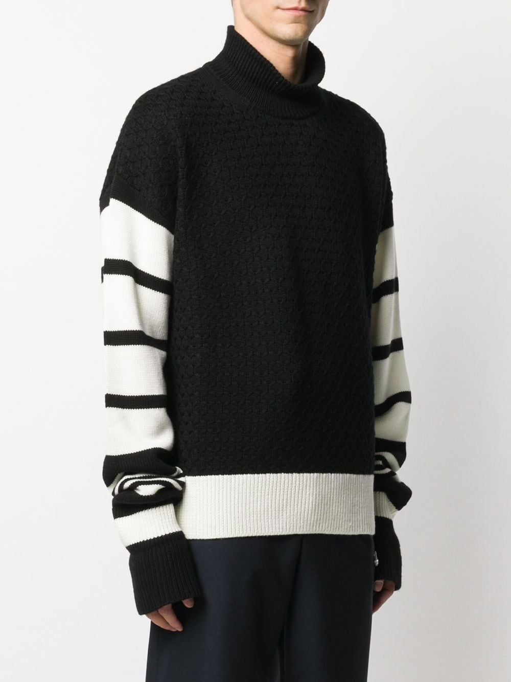 striped-sleeve jumper - 3