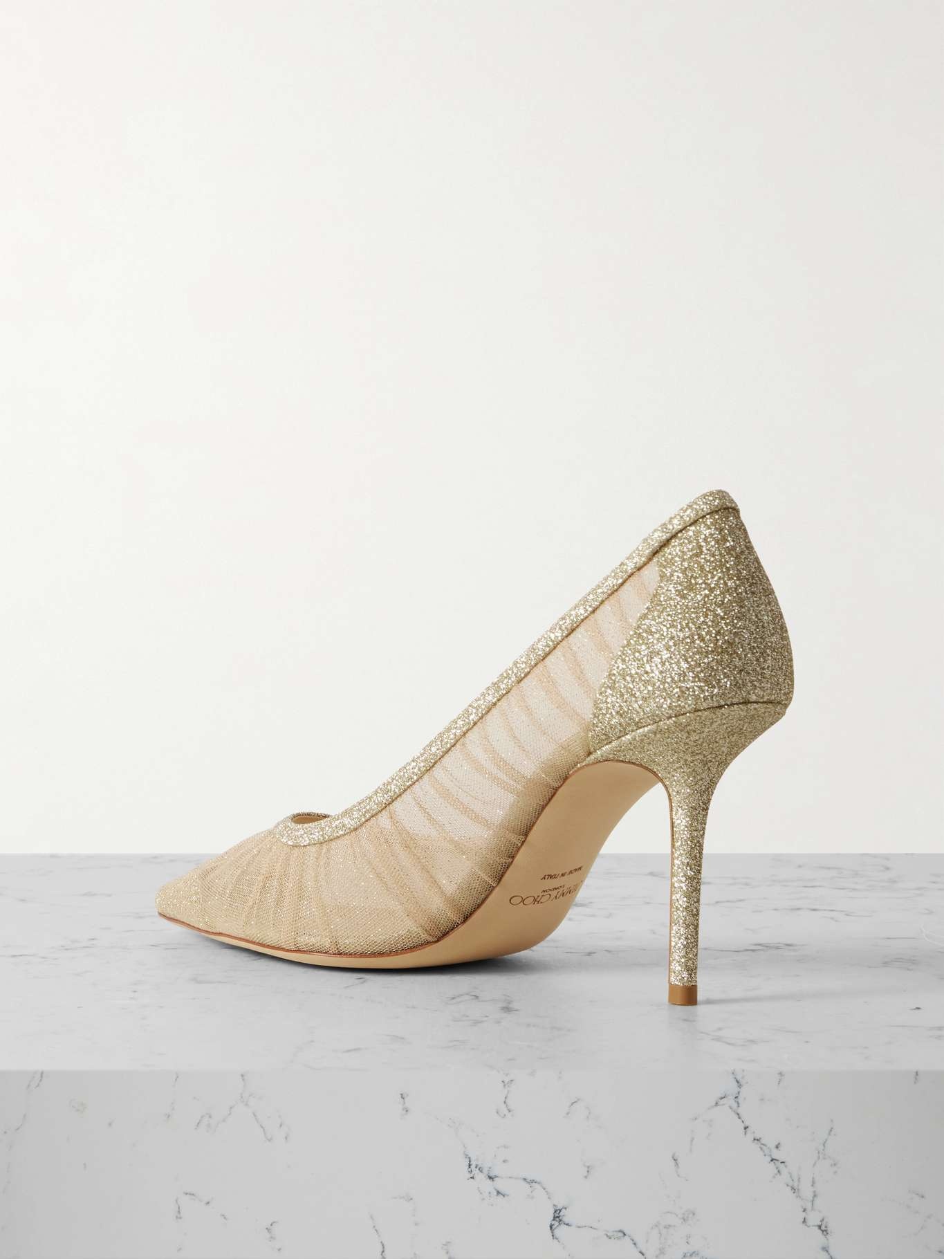 Love 85 gathered glittered tulle pumps Gold - 3