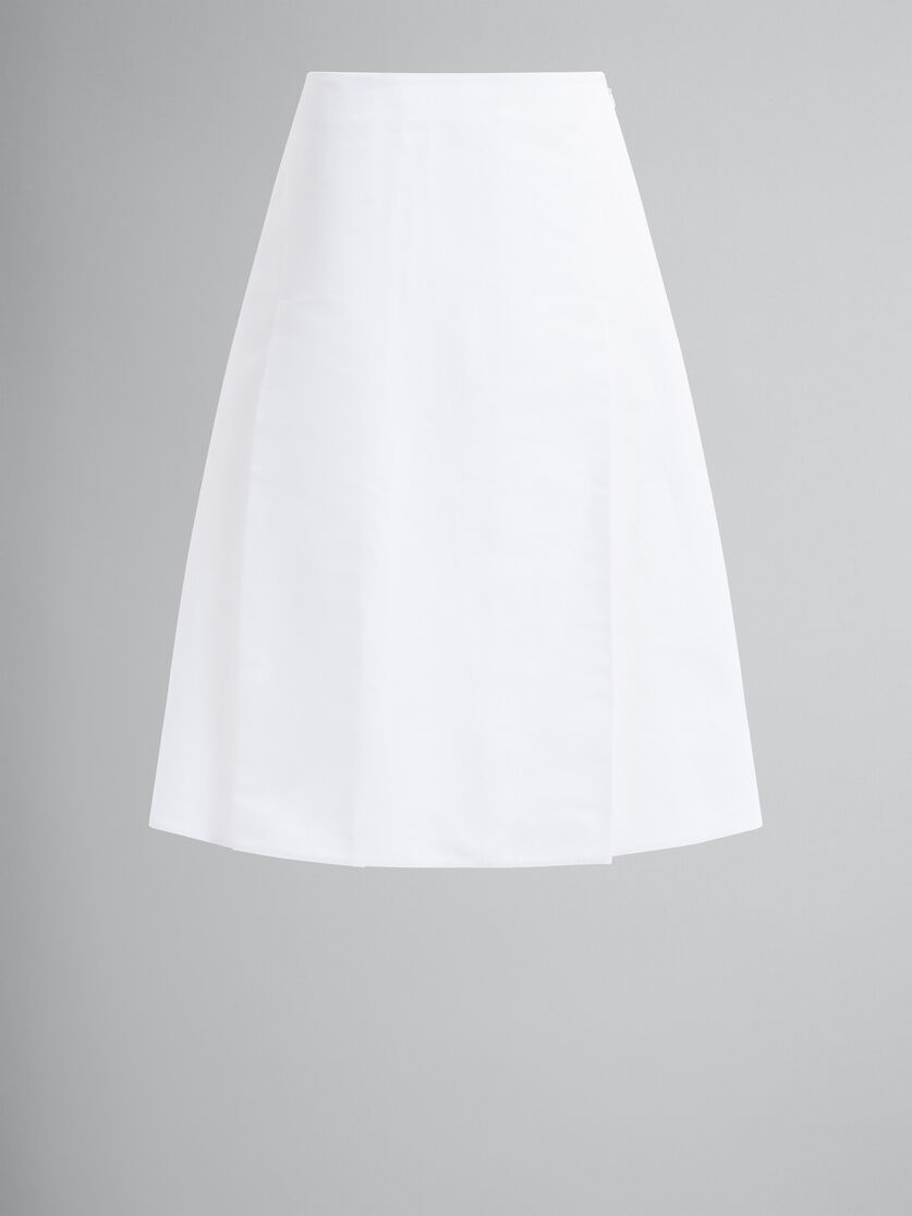 WHITE CADY MIDI SKIRT WITH MAXI PLEATS - 1