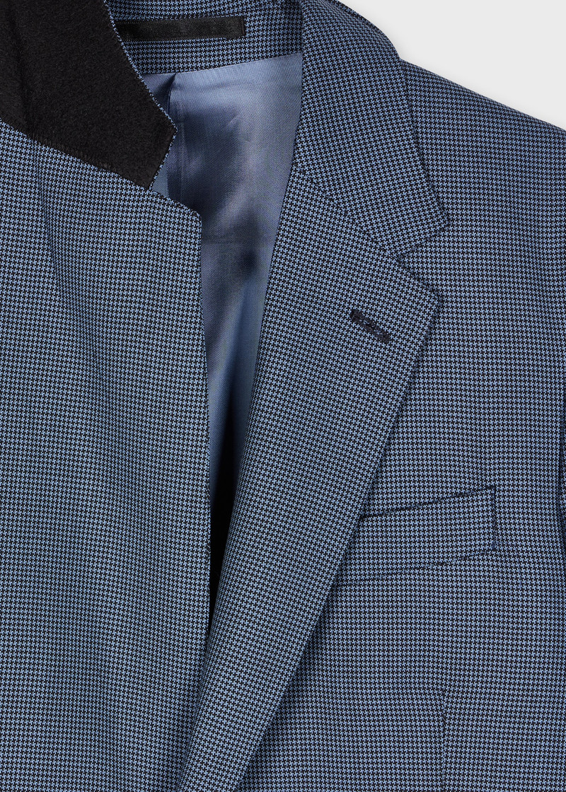 Paul Smith Blue Overdyed Micro-Houndstooth Wool Suit outlook
