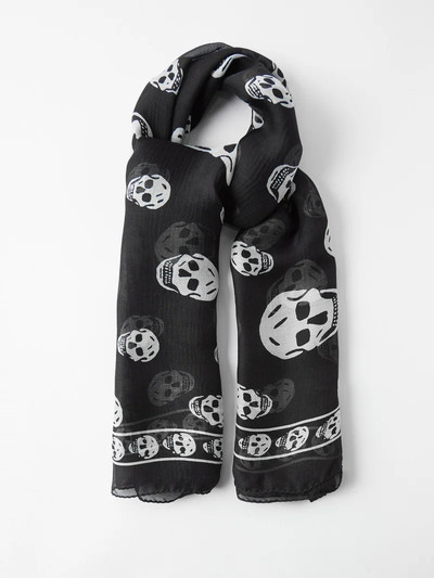 Alexander McQueen Skull print silk scarf outlook