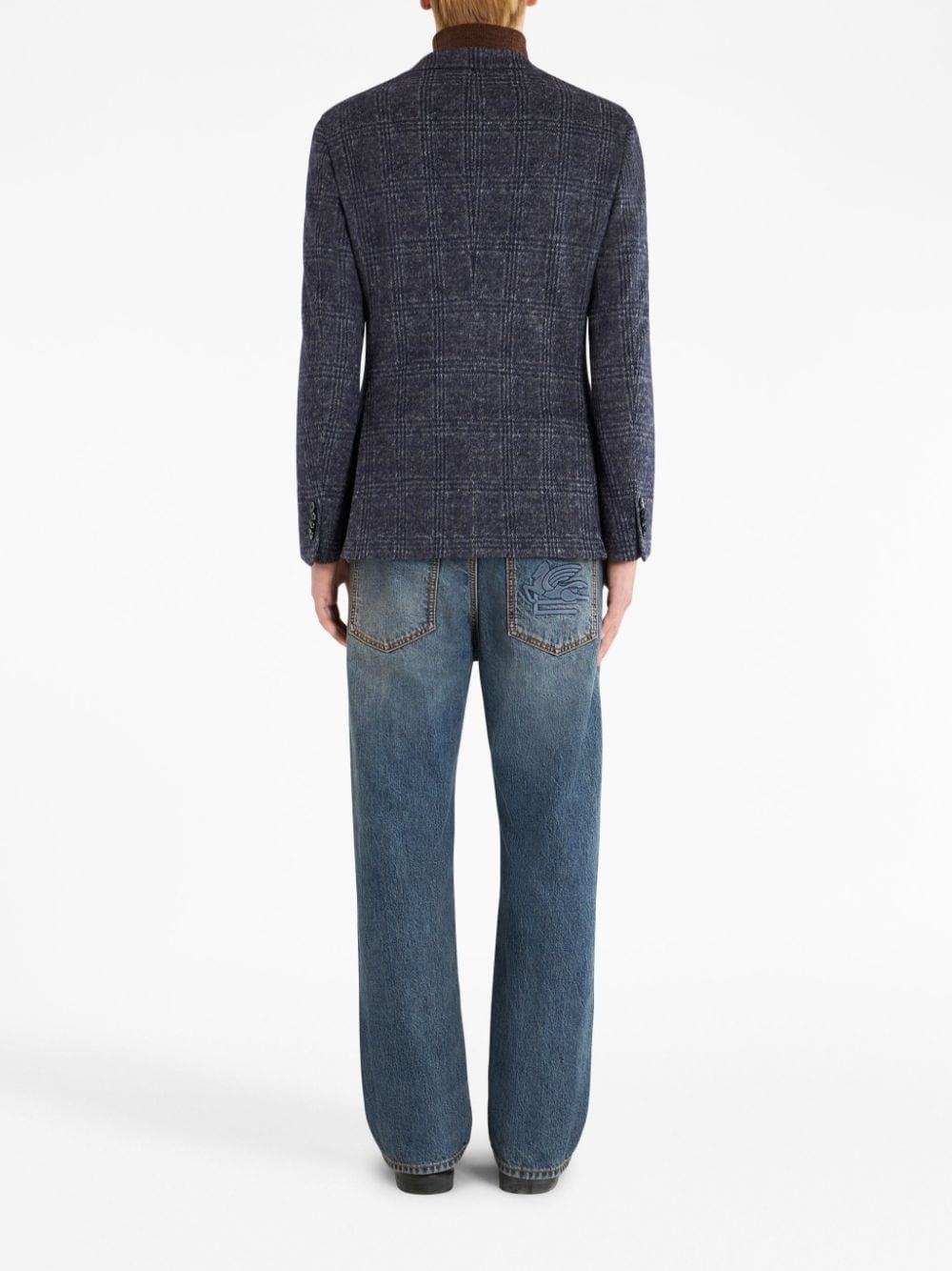 checked single-breasted blazer - 3