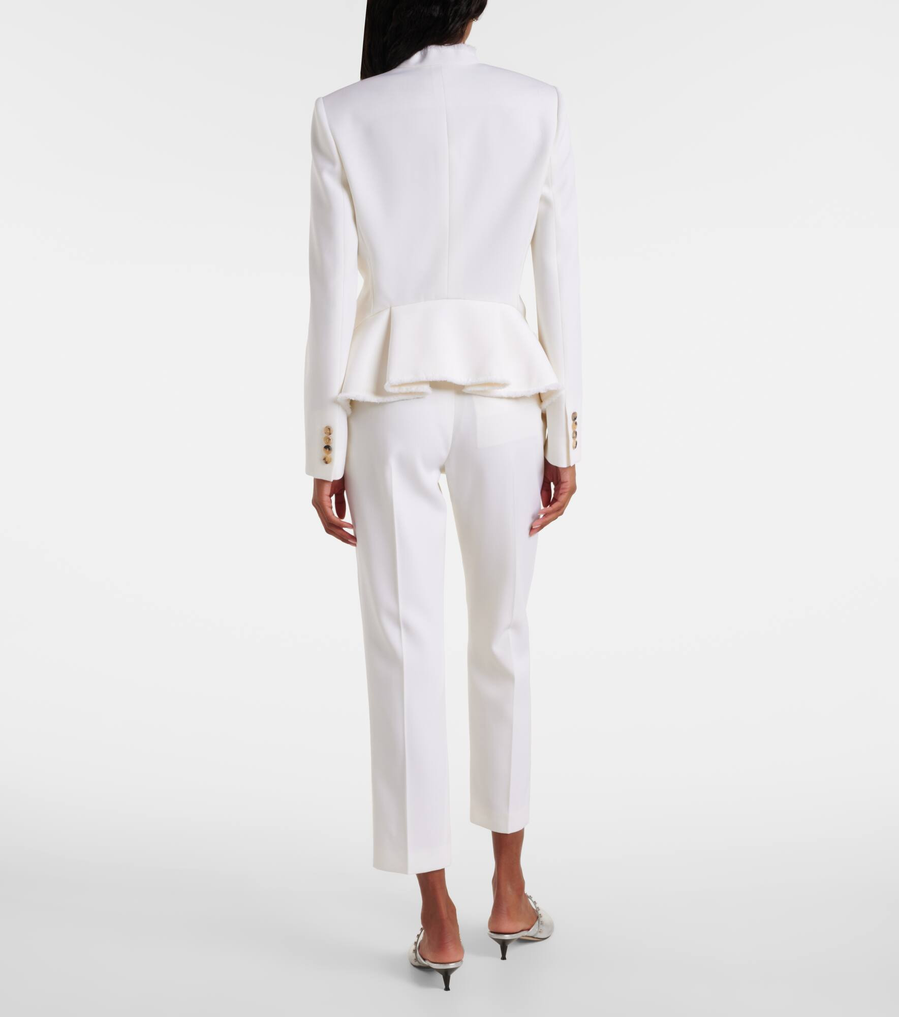 Frayed wool gabardine blazer - 3