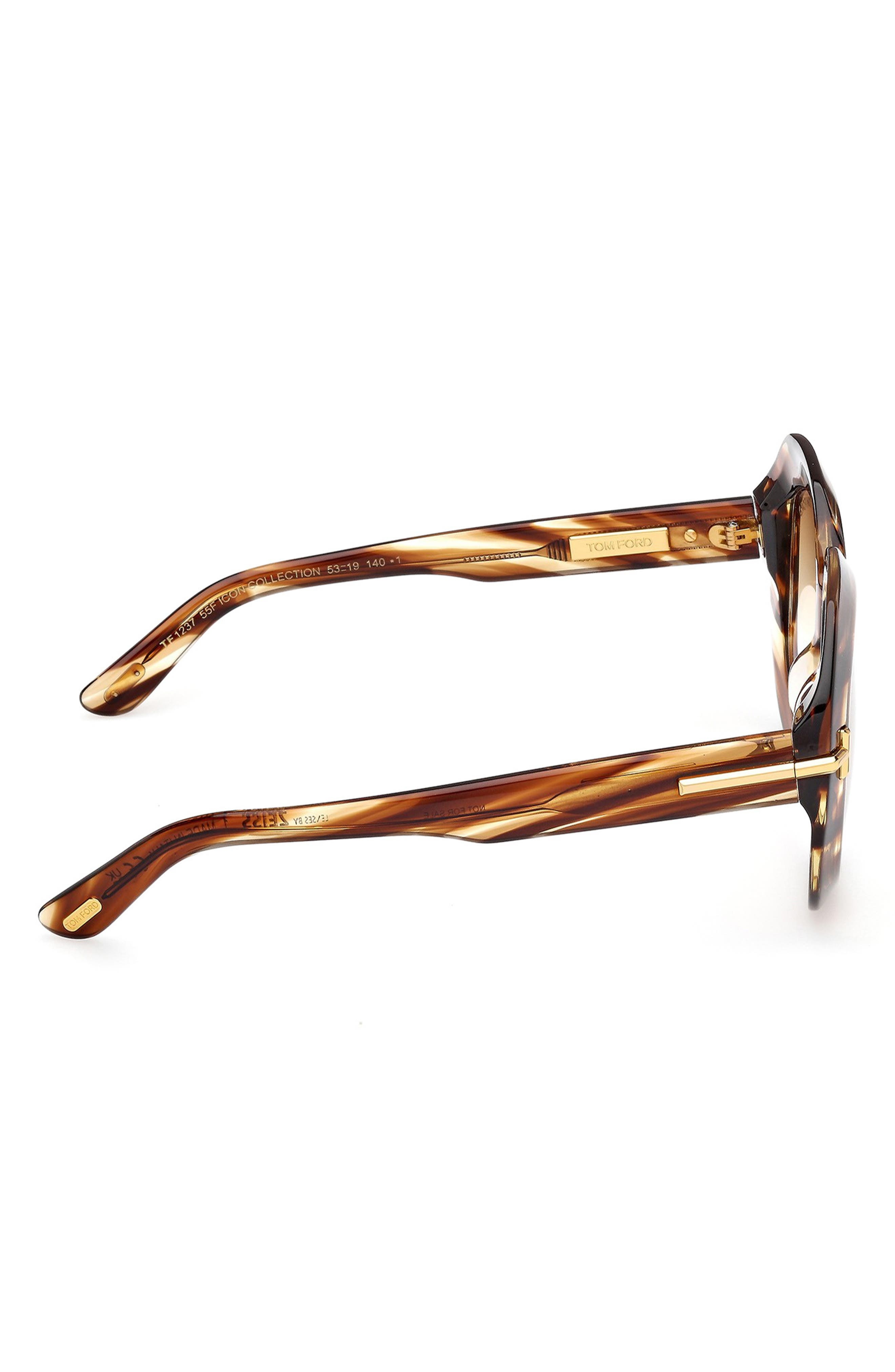TOM FORD Icon 53mm Gradient Round Sunglasses in Brown Yellow /Grad Amber at Nordstrom - 4