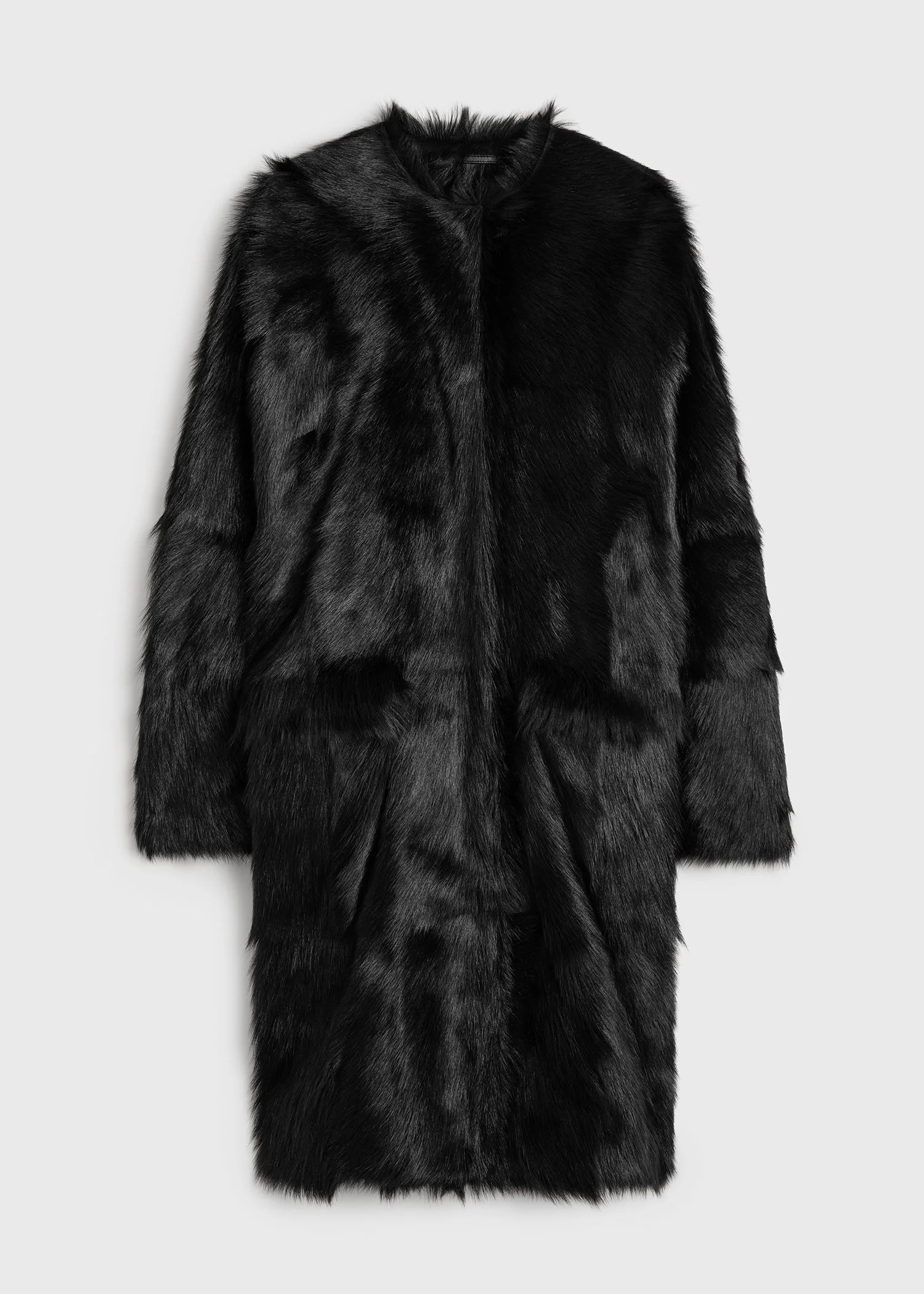 Structured shearling coat black - 1
