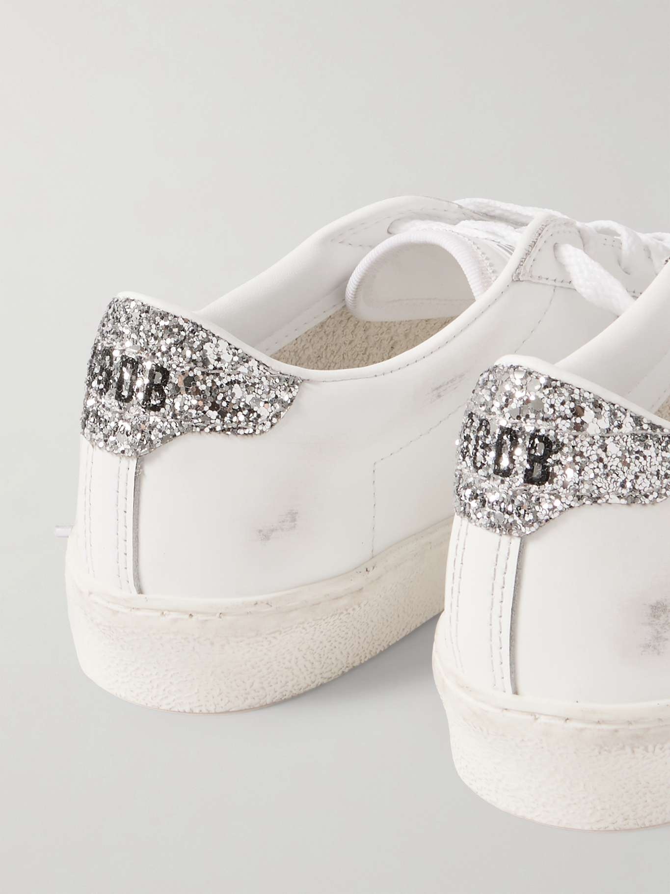 Matchstar distressed glittered leather sneakers - 4