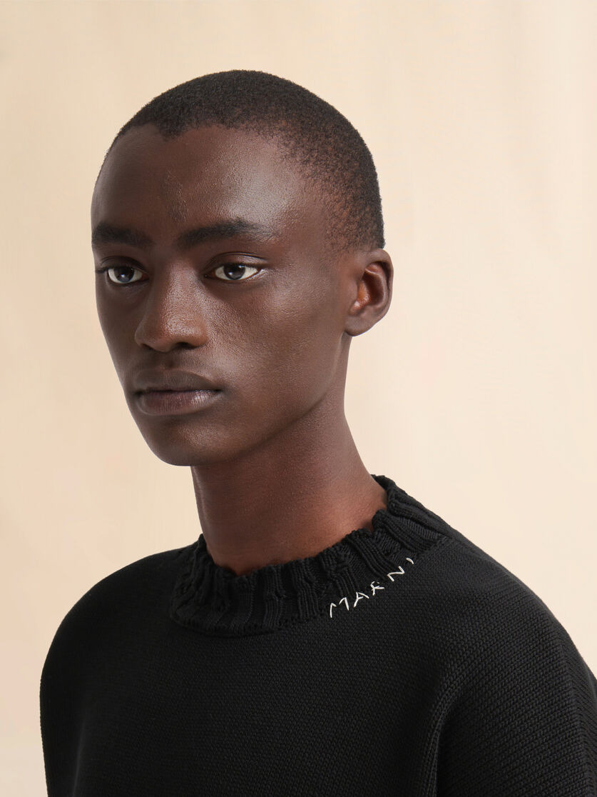 BLACK TWISTED CREWNECK SWEATER - 4