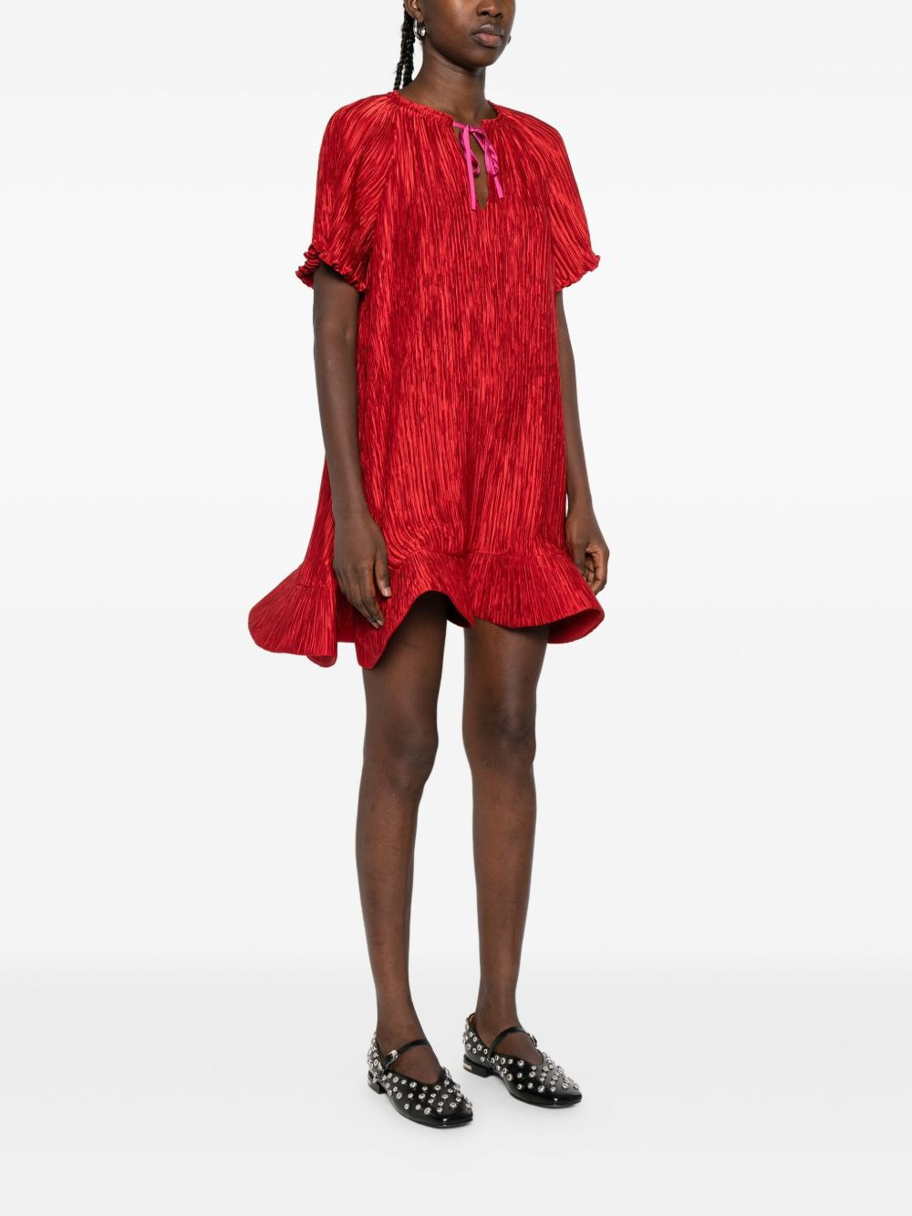 plissé ruffled mini dress - 3