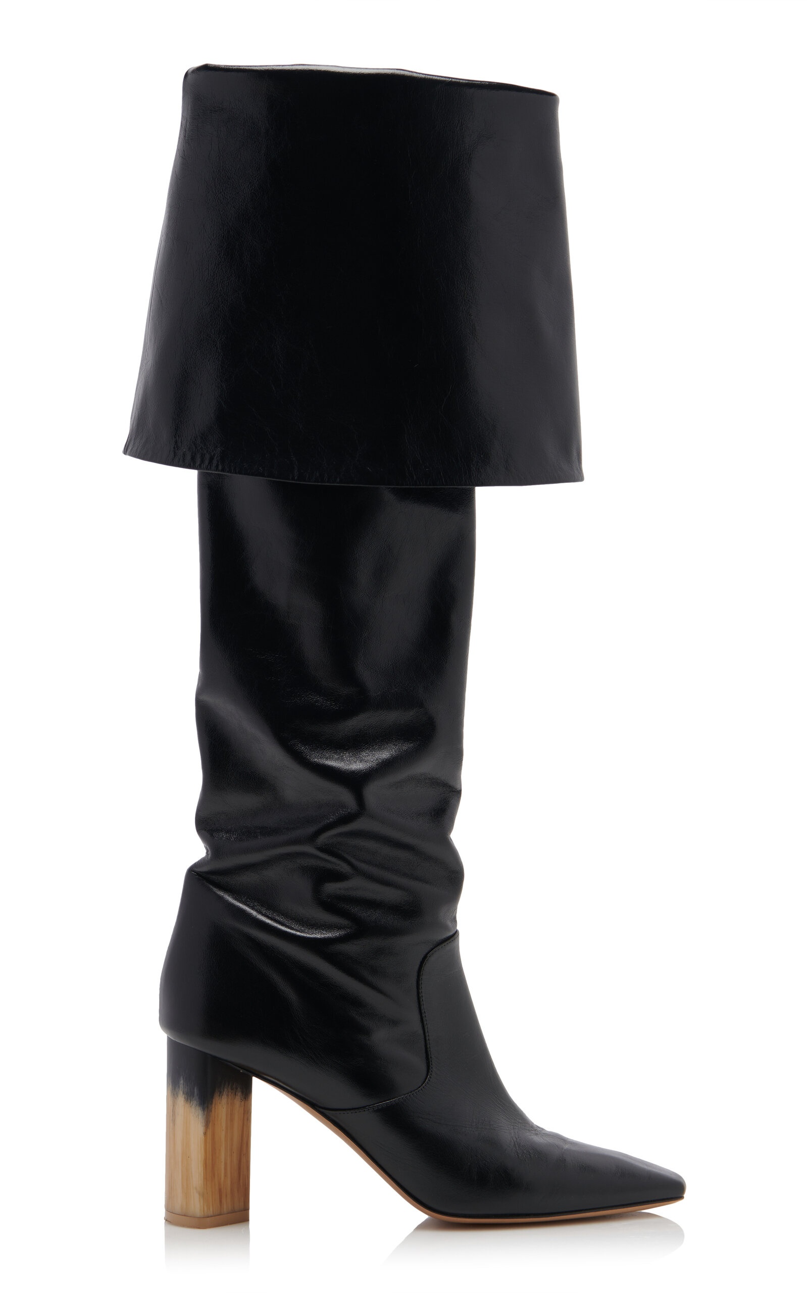 Chloé Georgia Fold-Over Leather Knee Boots black