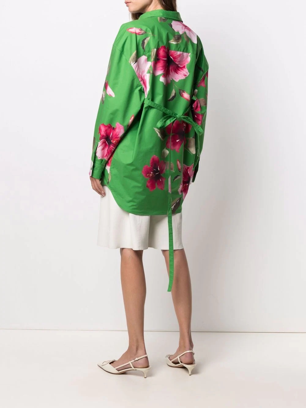 flower-print peacoat - 4