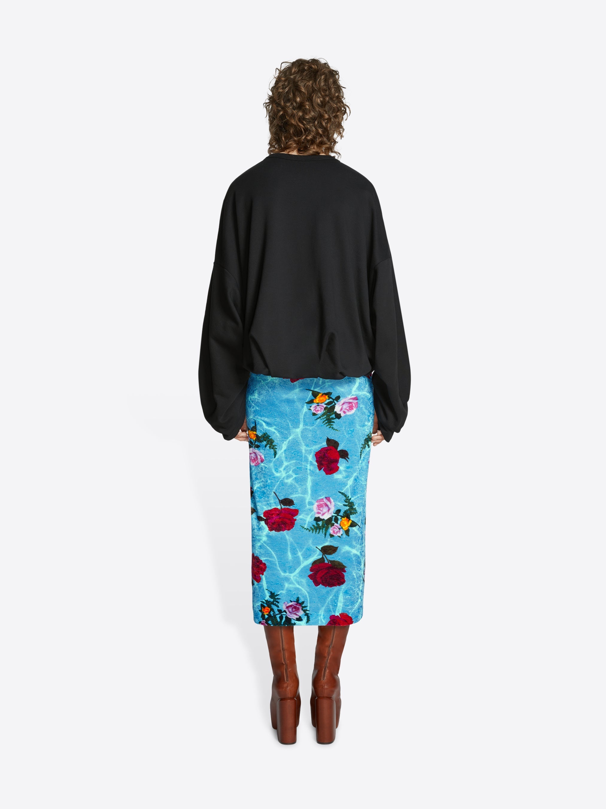 FLORAL VELVET SKIRT - 4