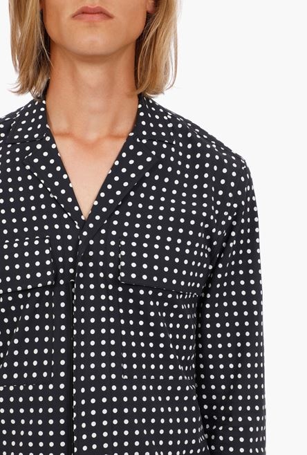 Black cotton shirt with white polka-dots - 6