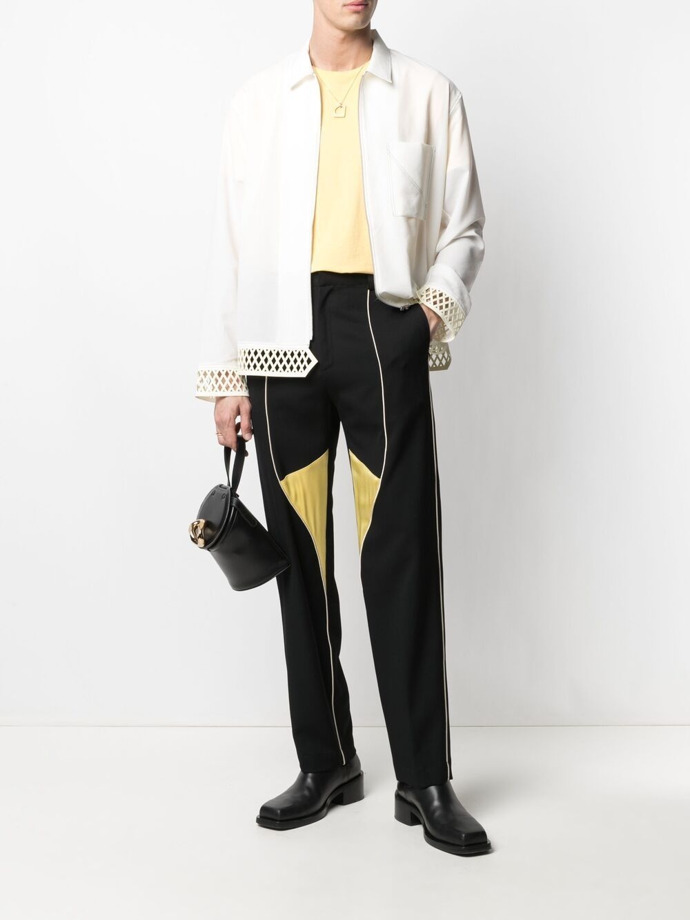 COLOUR-BLOCK STRAIGHT TROUSERS - 4