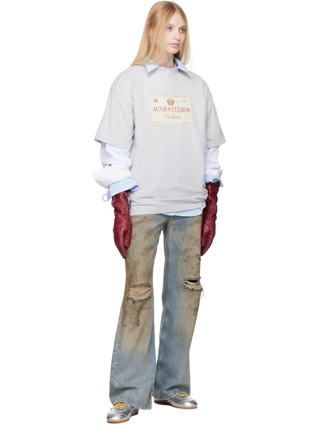 Gray Layered Print T-shirt - 5