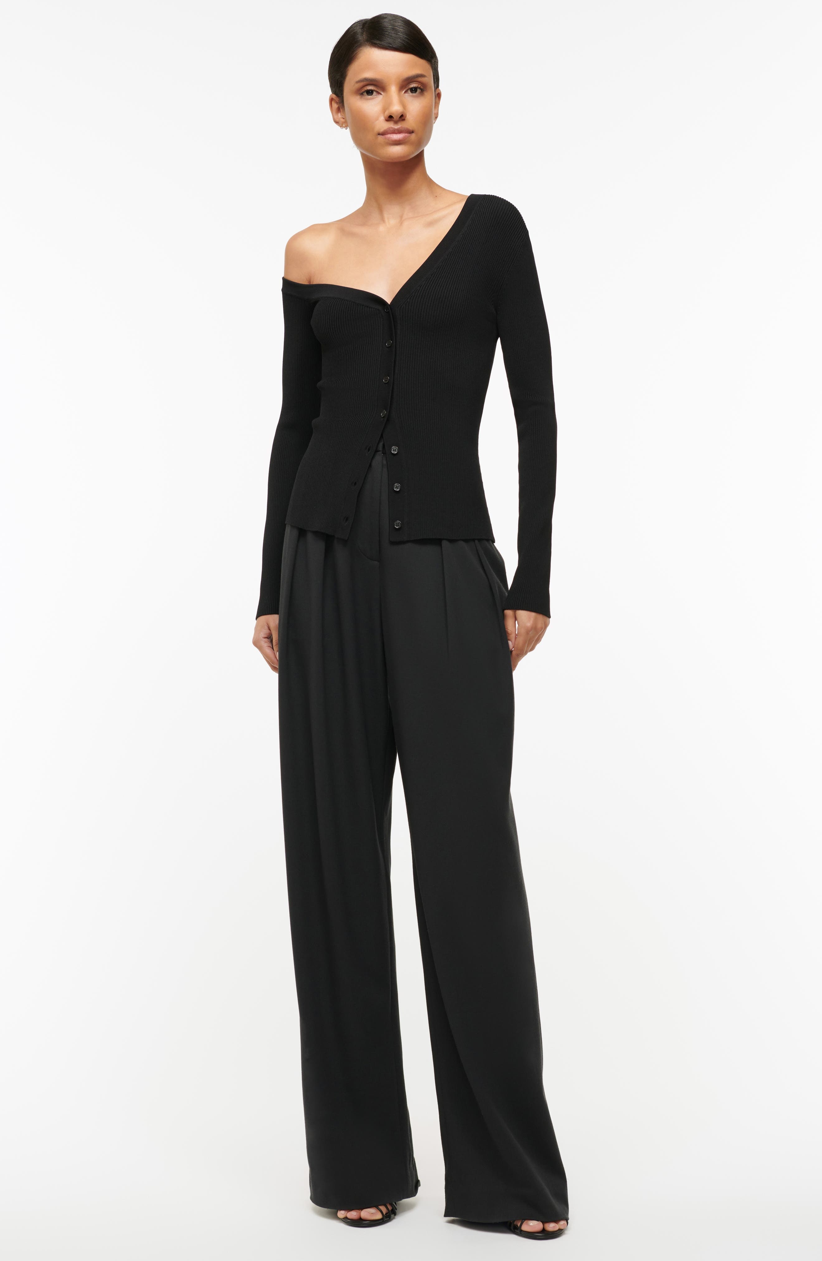Craftsman One-Shoulder Rib Cardigan - 3