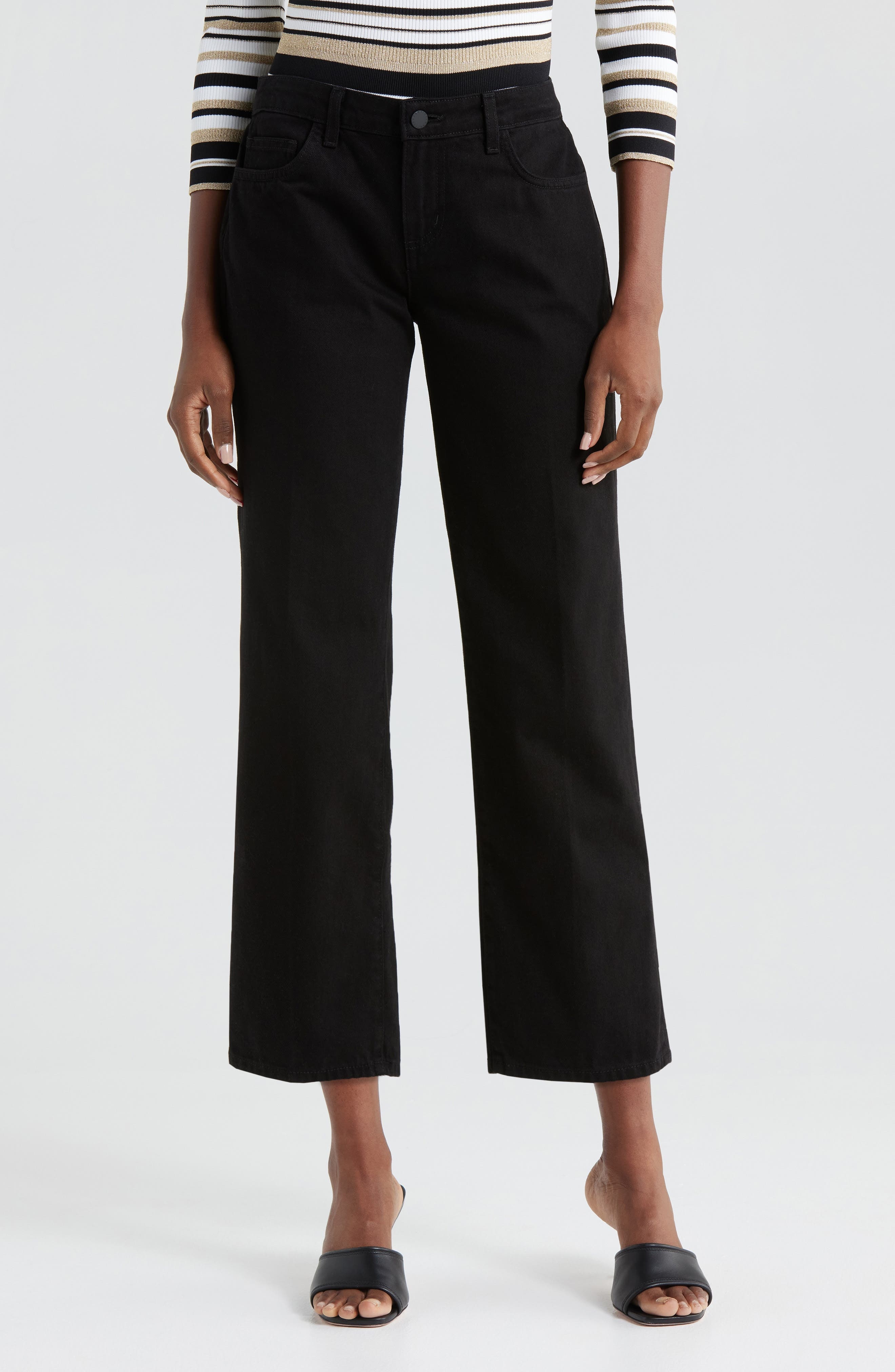 L'AGENCE Blaine Crop Stovepipe Jeans in Noir at Nordstrom - 1