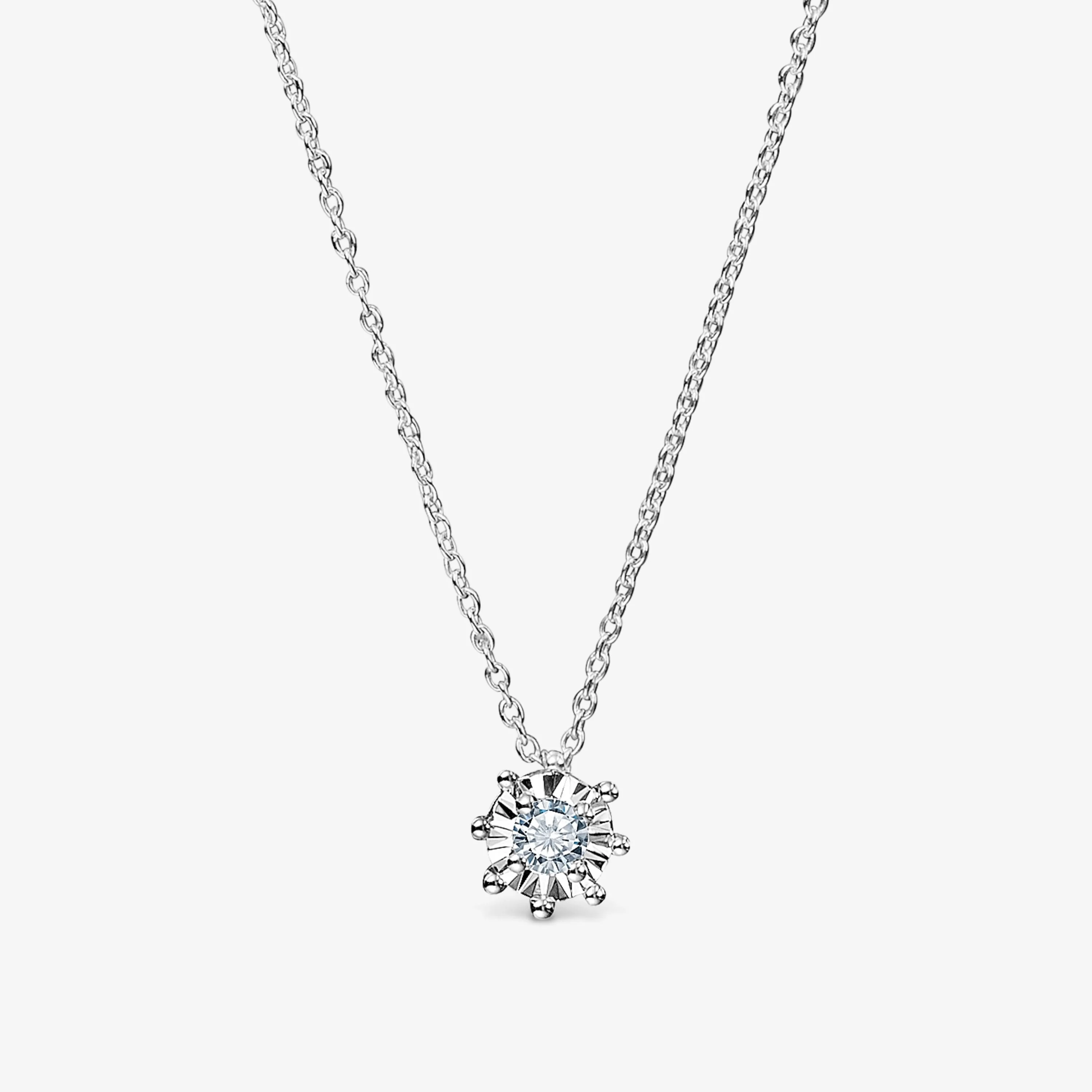 Short rosette Necklace in 18K white gold with 0.10 ct diamond Les Classiques - 1