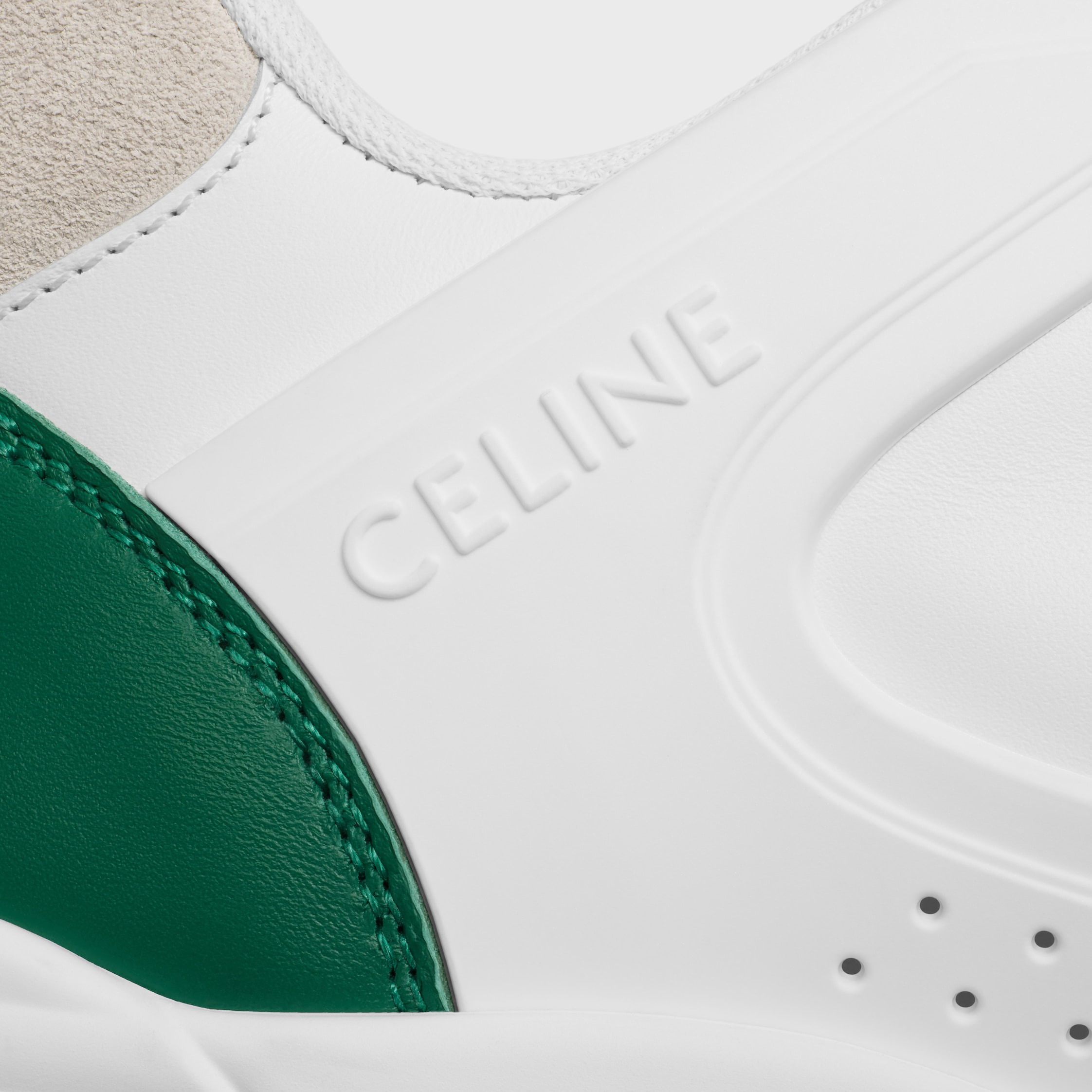 CELINE TRAINER CT-07 LOW LACE-UP SNEAKER in CALFSKIN AND SUEDE CALFSKIN - 5