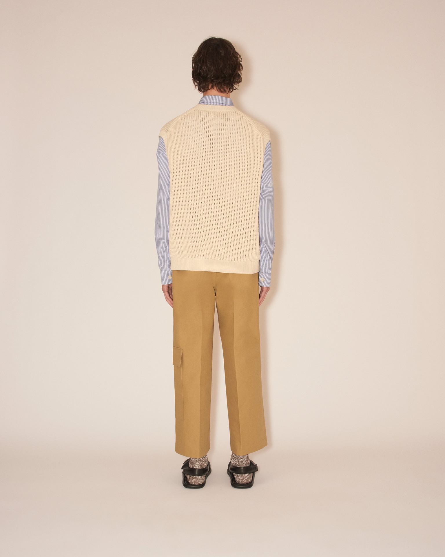 ZEBE - Textured cotton v-neck vest - 4