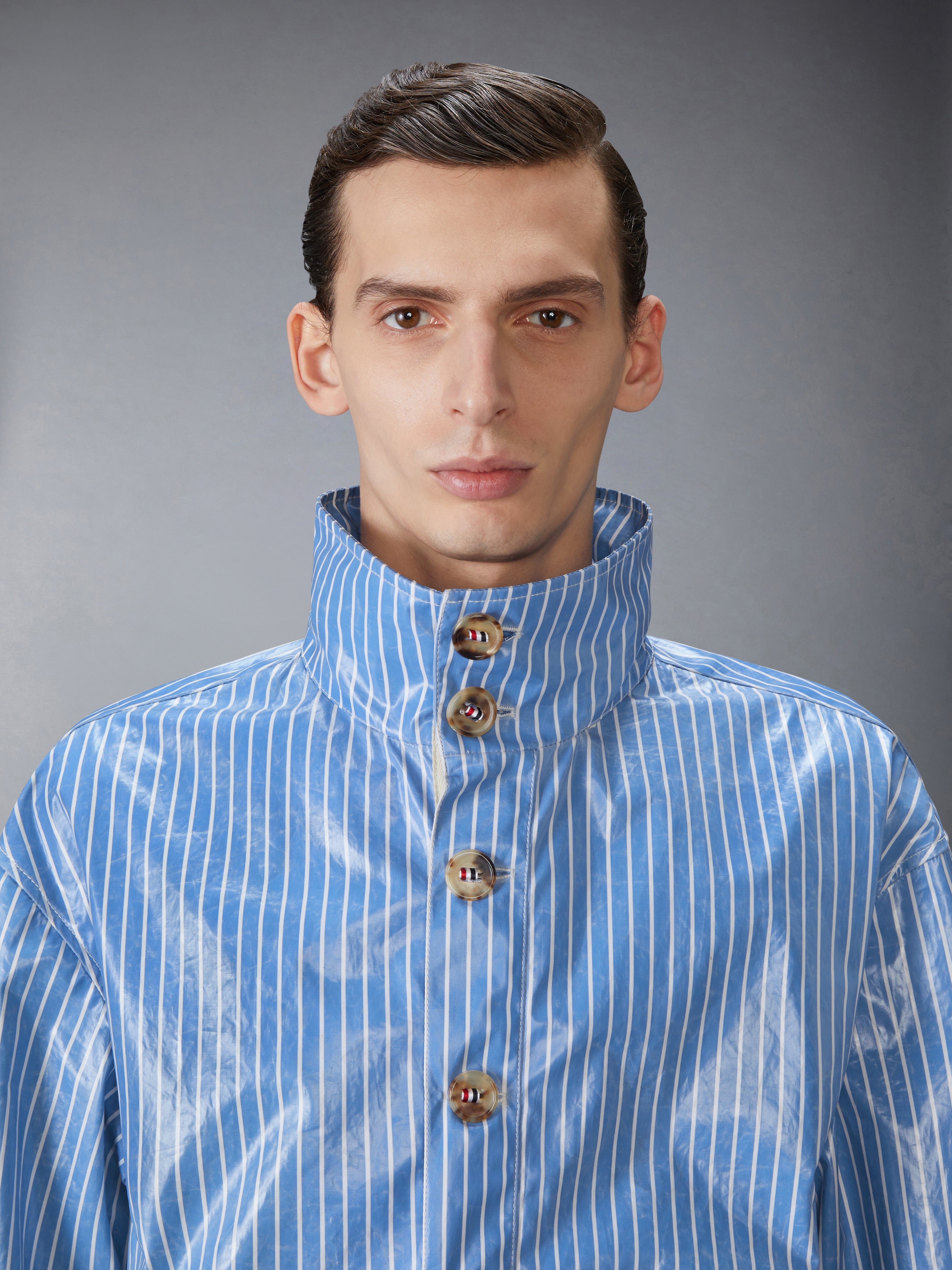 LAMINATED PINSTRIPE POPLIN ANORAK - 8