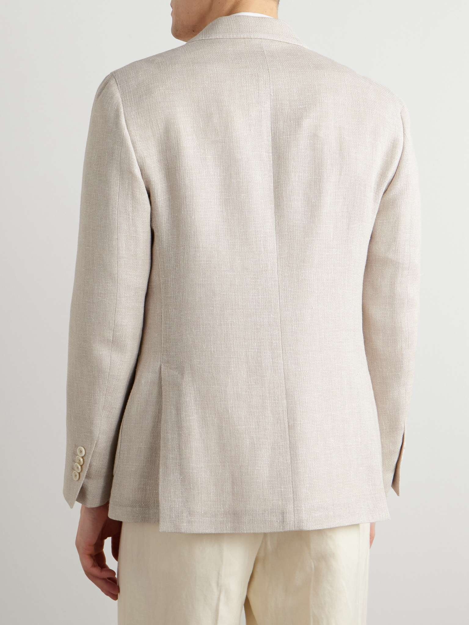 Double-Breasted Linen and Wool-Blend Crepe Blazer - 3