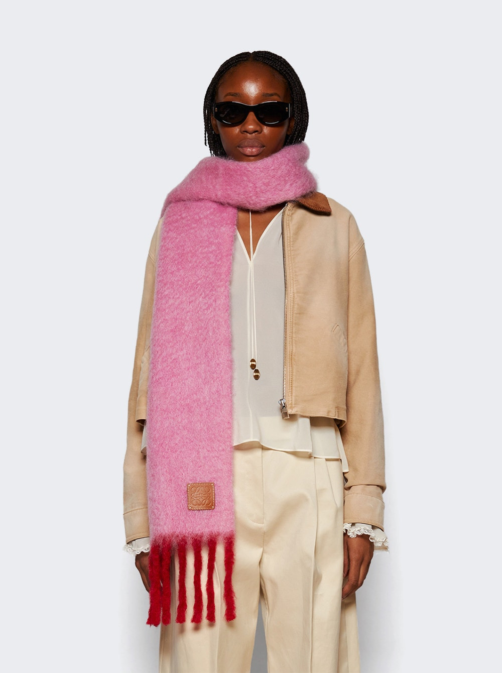 Mohair And Wool Scarf Pink And Red - 2