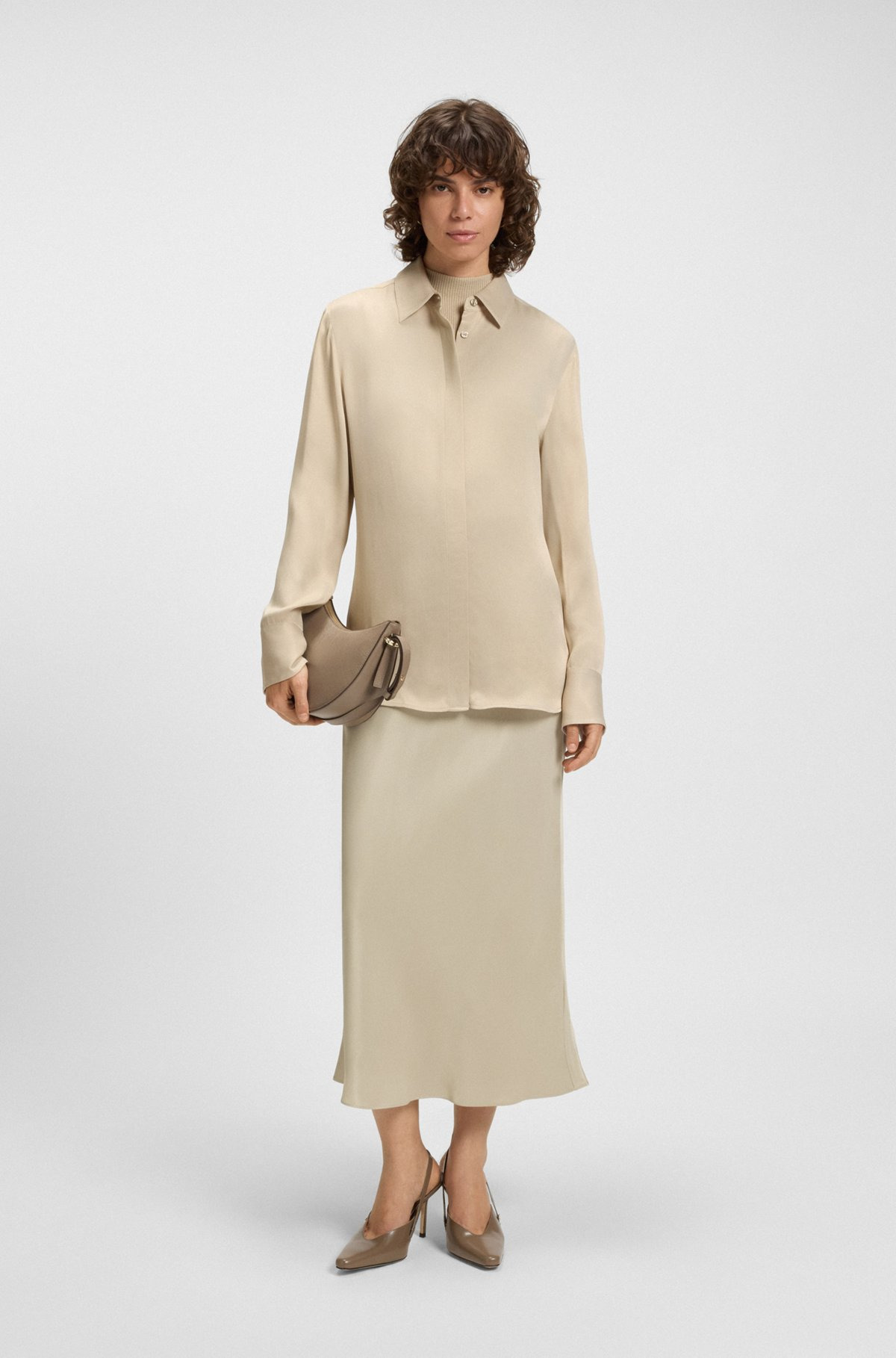 REGULAR-FIT MAXI SKIRT IN SATIN - 3