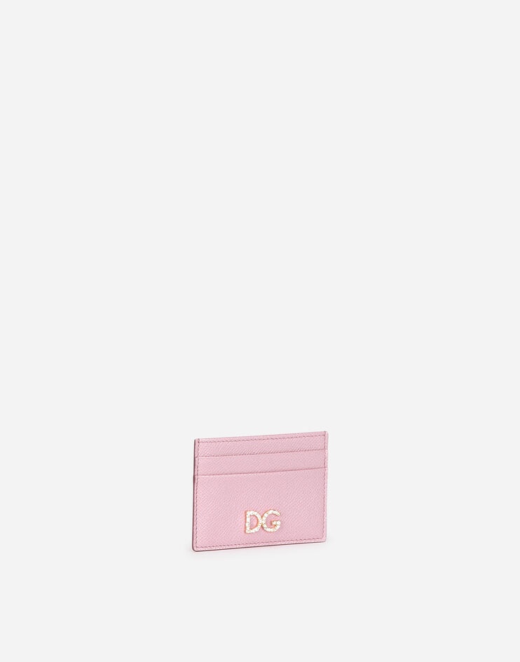 Dauphine calfskin card holder with rhinestone DG logo - 2