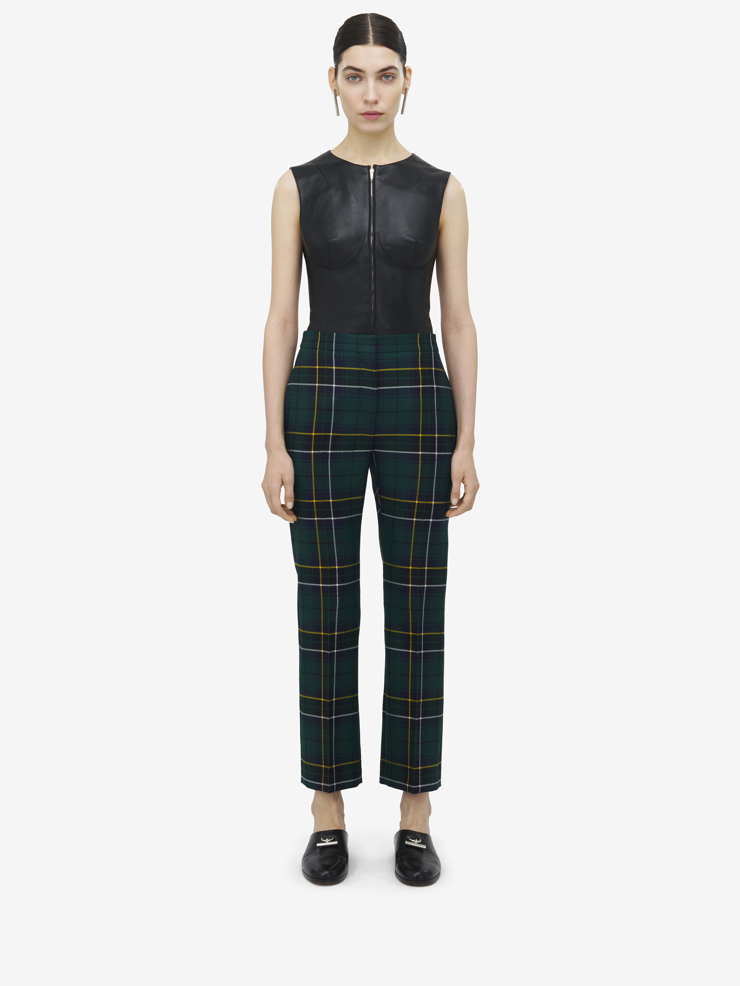 Wool Tartan Cigarette Trousers - 2
