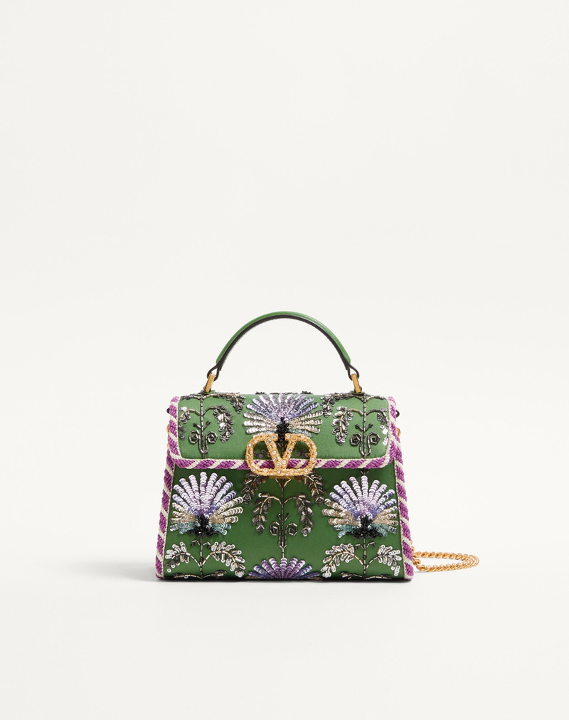 VALENTINO GARAVANI VSLING MINI EMBROIDERED HANDBAG WITH JEWEL LOGO 1