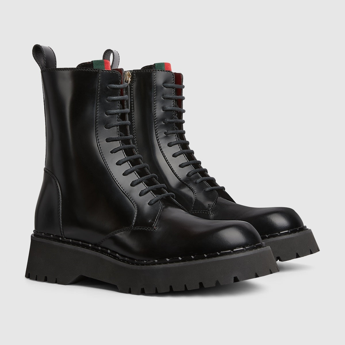 Gucci Web Lace Up Boots - 2