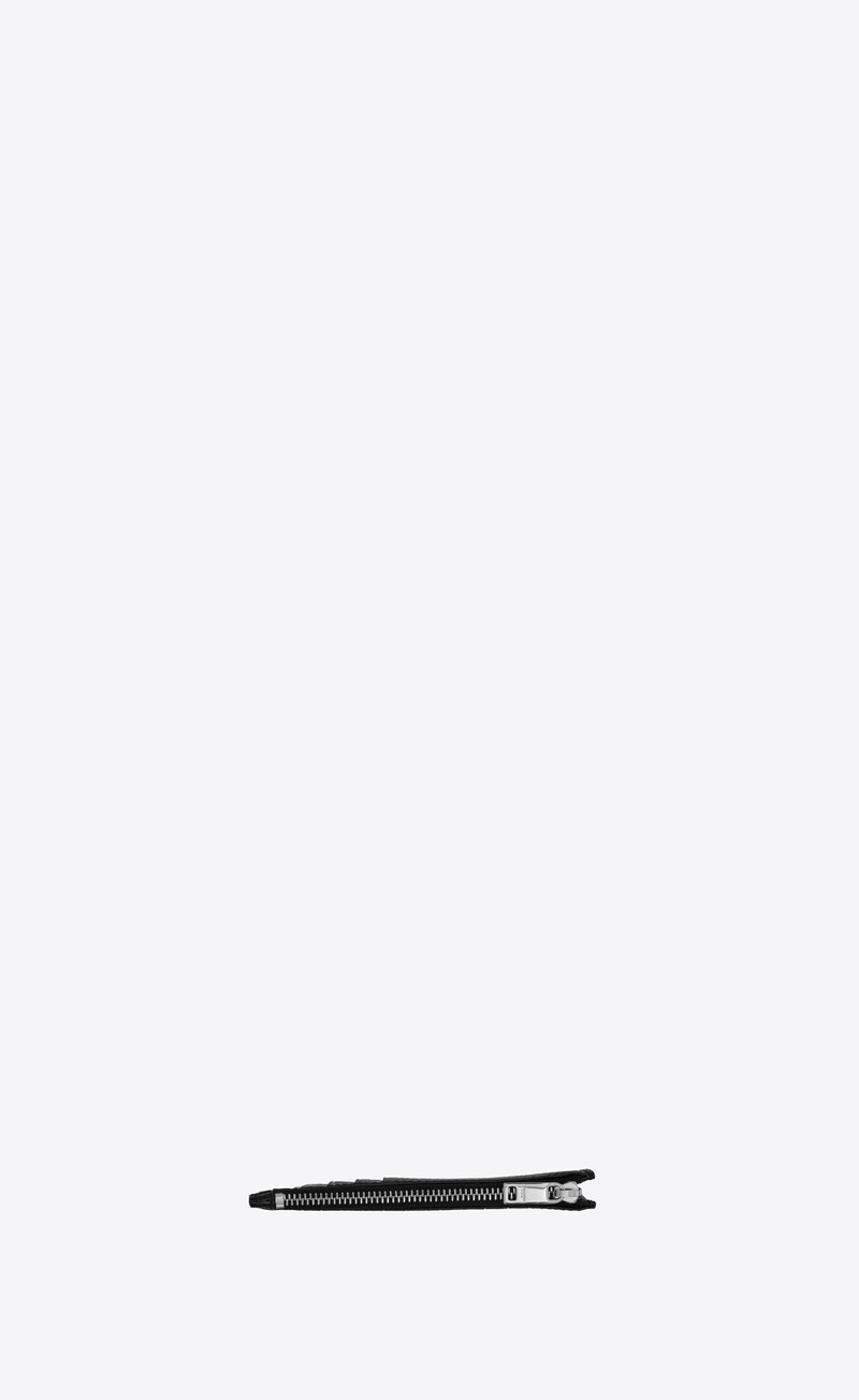 SAINT LAURENT saint laurent paris fragments zipped card case in shiny crocodile-embossed leather outlook