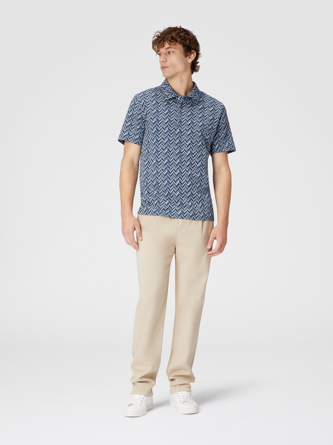 Zig zag jacquard cotton jersey polo shirt - 2