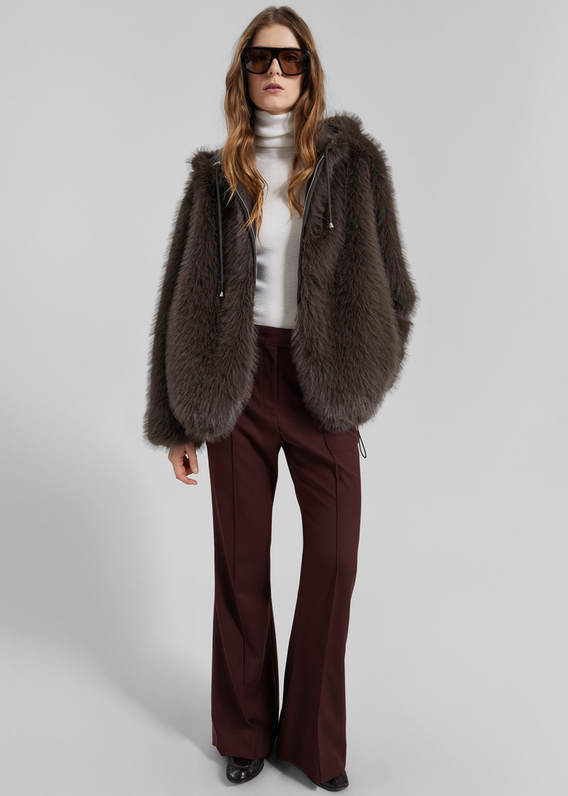 Savoie Faux Fur Hooded Jacket - Brown 3