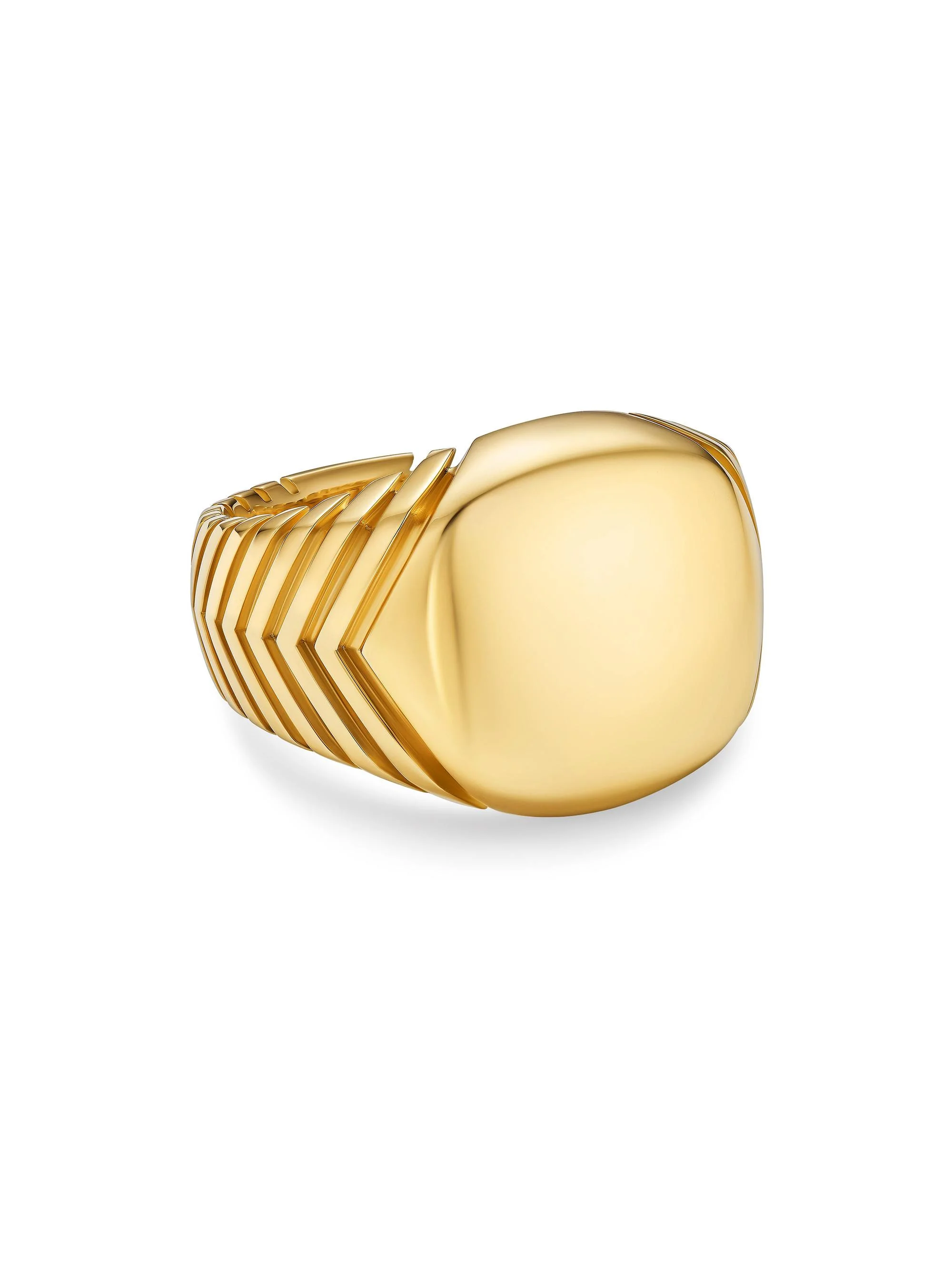 Men's Chevron Signet Ring in 18K Yellow Gold, 18MM - Gold - 1