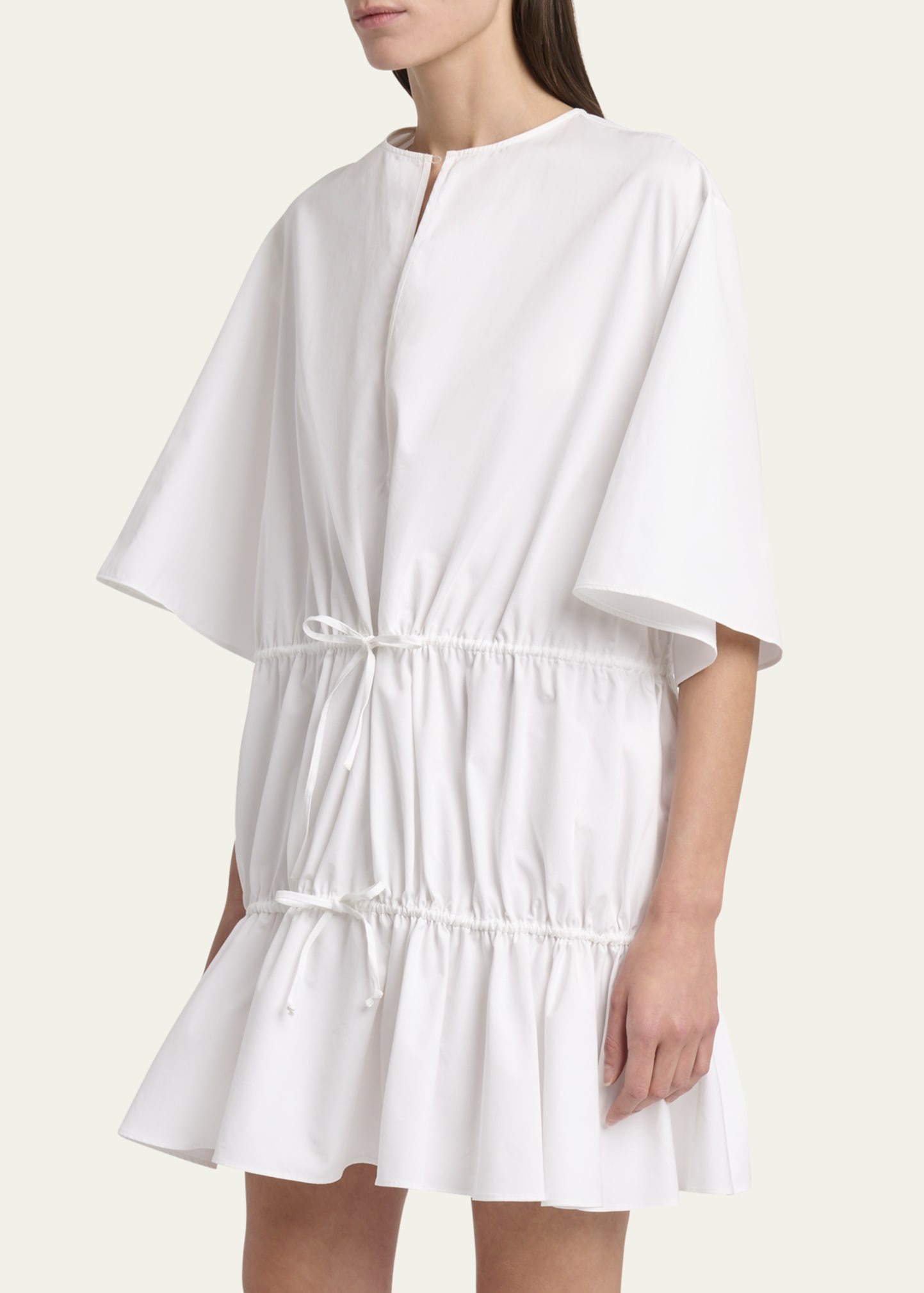 Short-Sleeve Tiered Tie Mini Dress - 4