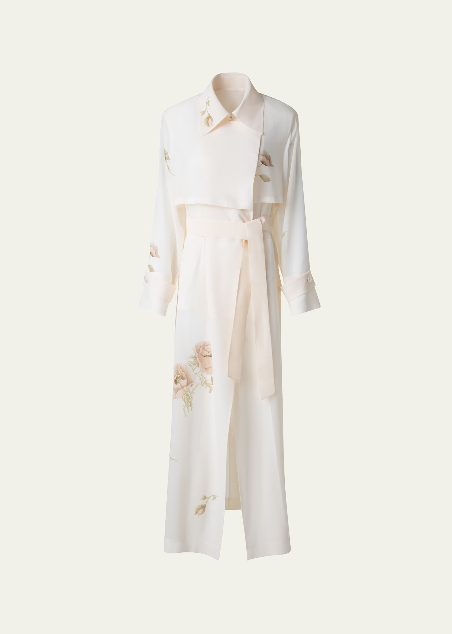 Haider Floral-Print Silk Crepe Trench Coat - 1