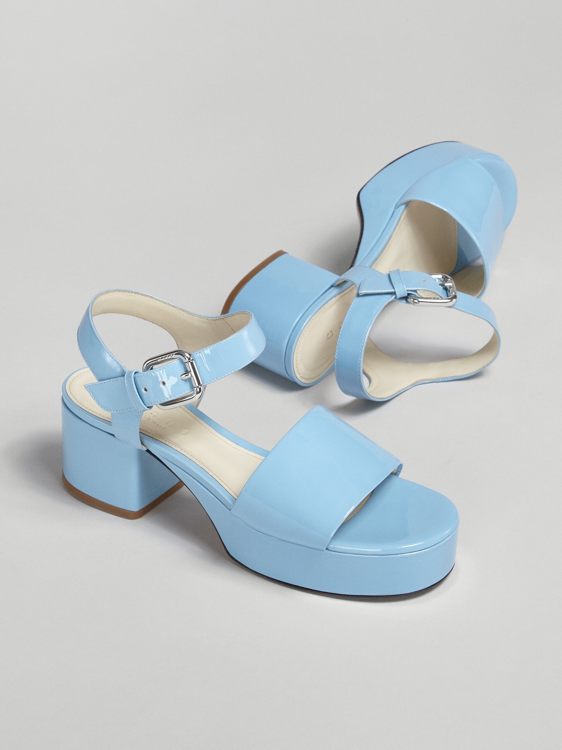 PALE BLUE PATENT LEATHER SANDAL - 5