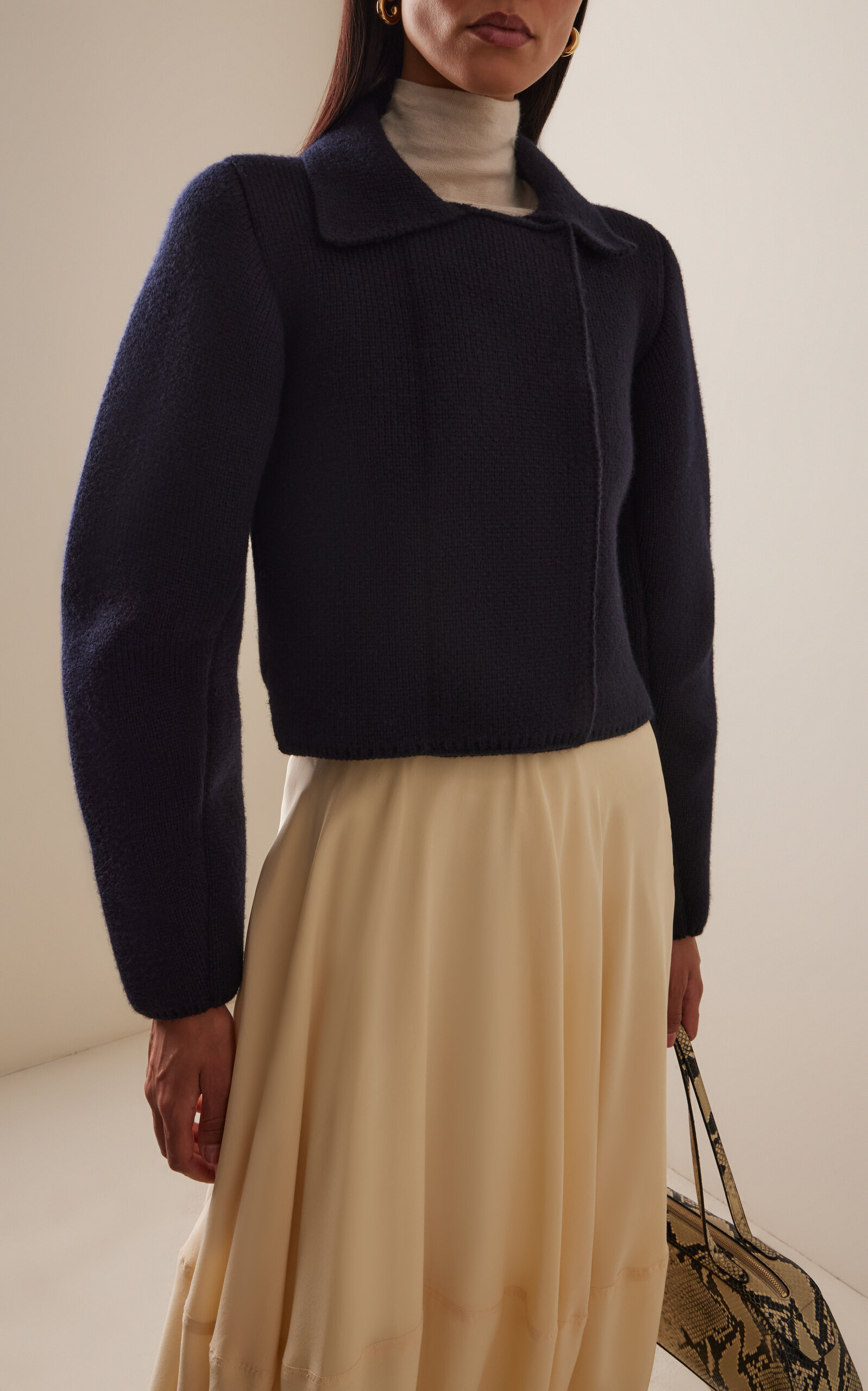 Felted Wool-Blend Blouson Top navy - 2