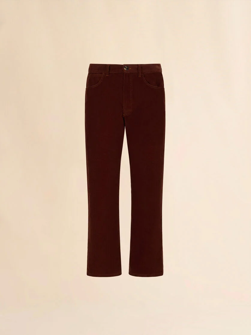 BROWN CORDUROY TROUSERS WITH TRUNKAROO LOGO - 1