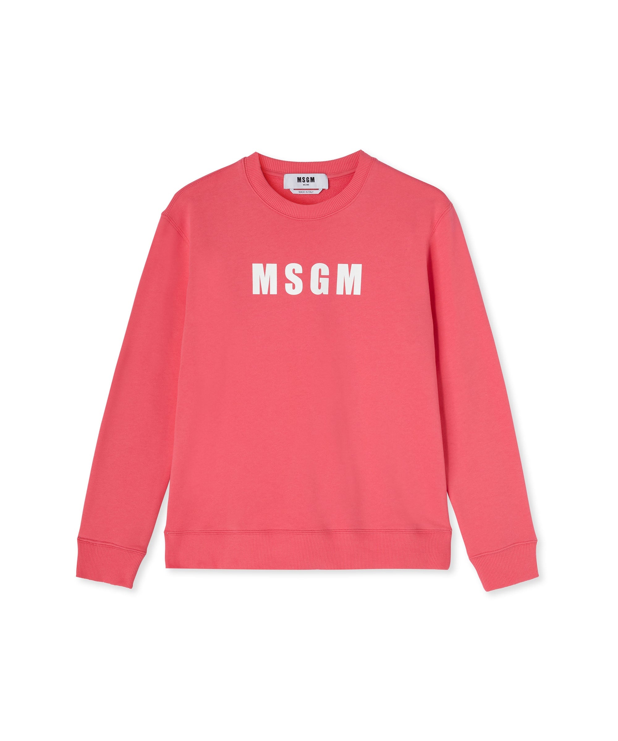 Solid color cotton crewneck sweatshirt with MSGM logo - 1